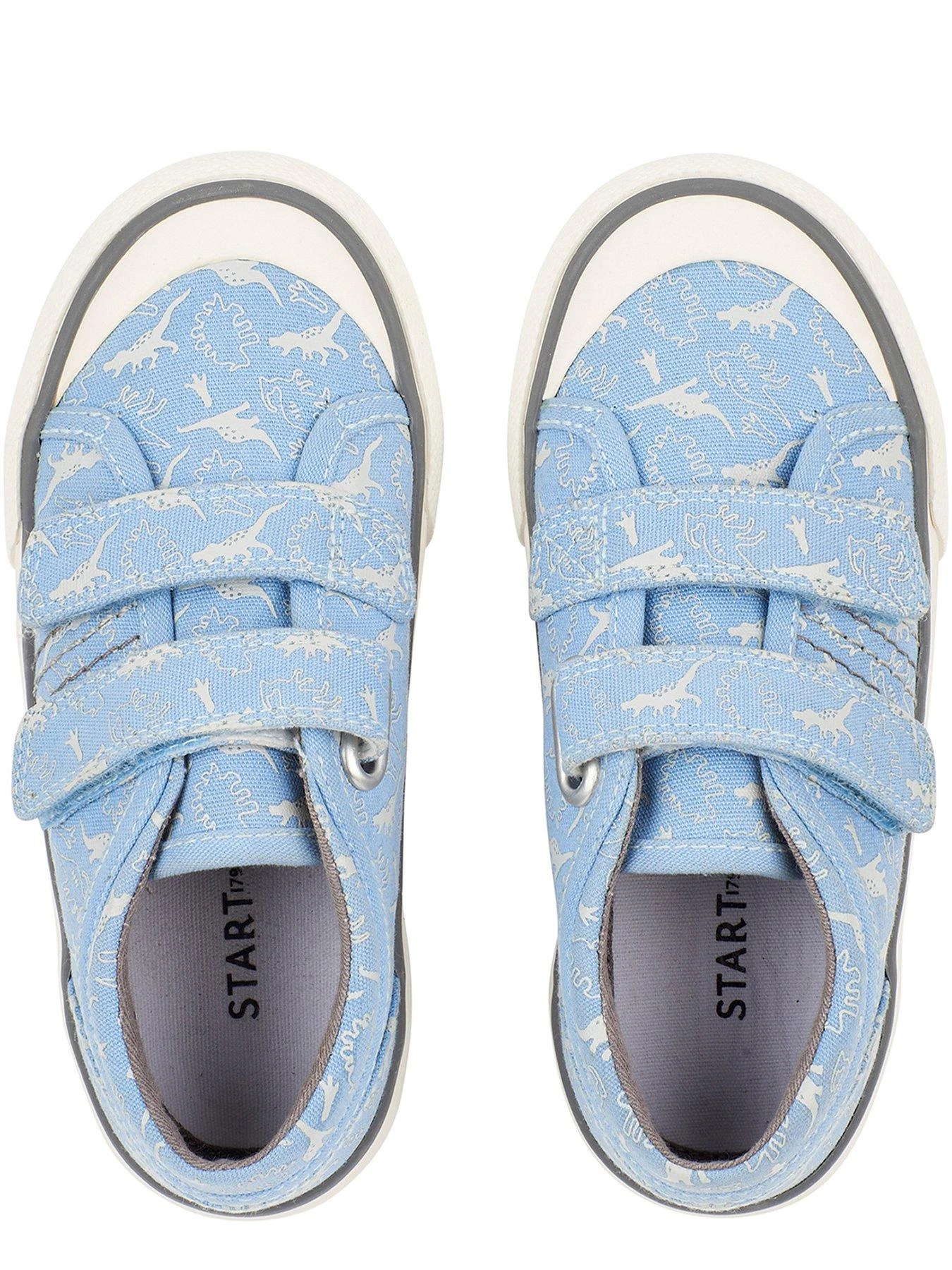 Start-rite Jurassic Dinosaur Print Double Riptape Lightweight Canvas Shoes - Blue 3 Start-rite Jurassic Dinosaur Print Double Riptape Lightweight Canvas Shoes - Blue - Image 3