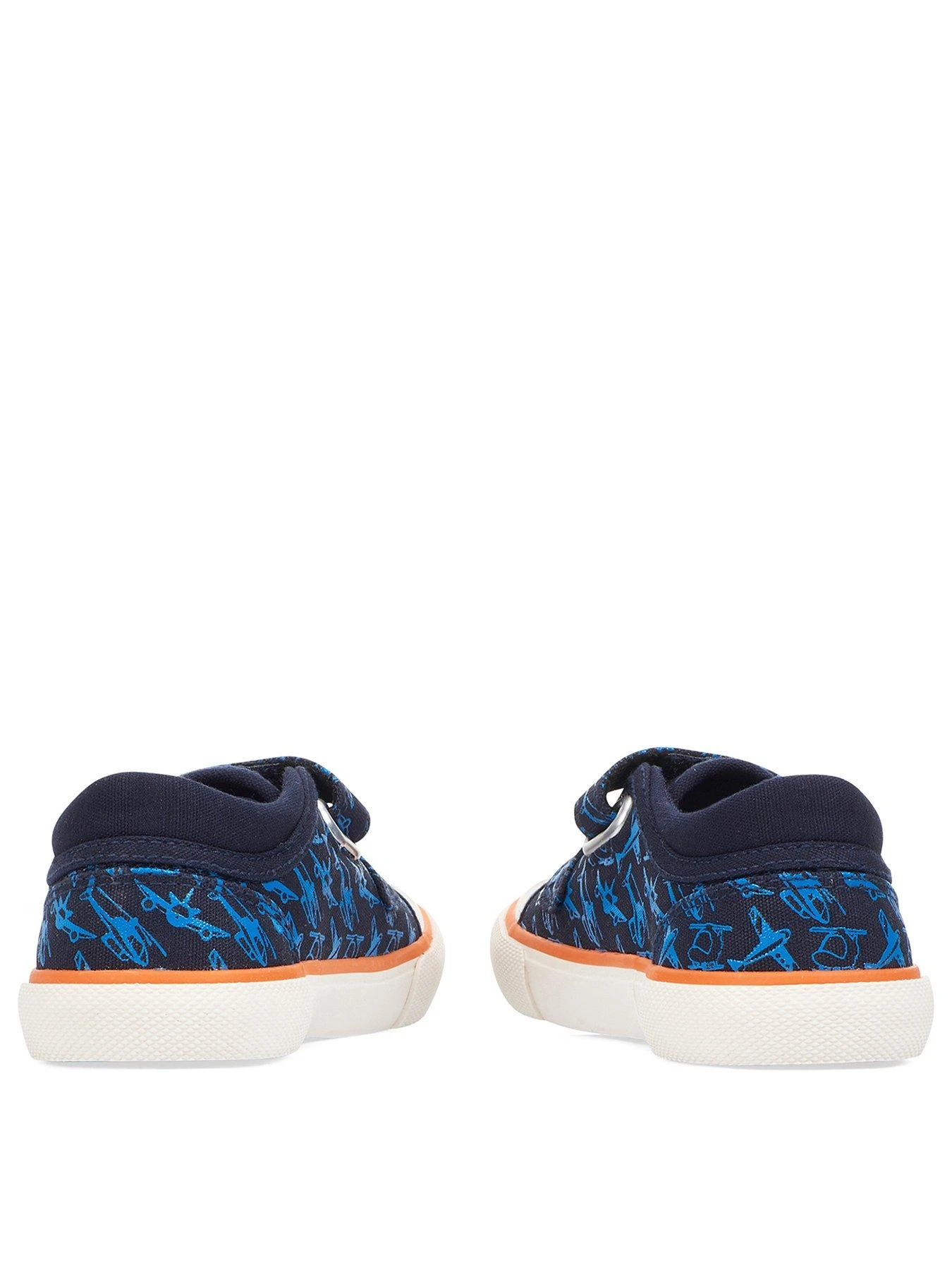 Start-rite Zoom Navy Blue Aeroplane Print Double Riptape Canvas Shoes - Navy 2 Start-rite Zoom Navy Blue Aeroplane Print Double Riptape Canvas Shoes - Navy - Image 2