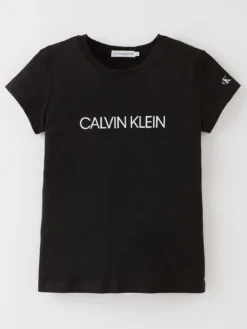 Calvin Klein Jeans Girls Institutional Logo Slim T Shirt - Black