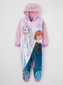 Disney Frozen Hood Detail Fleece All In One - Purple