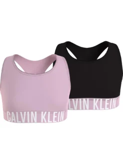 Calvin Klein Girls 2 Pack Bralette - Frosted Pink/Black