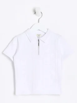 River Island Mini Mini Boys Embossed Polo Shirt - White