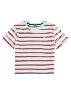 Jack Wills Girls Stripe Short Sleeve T Shirt - Crystal Rose