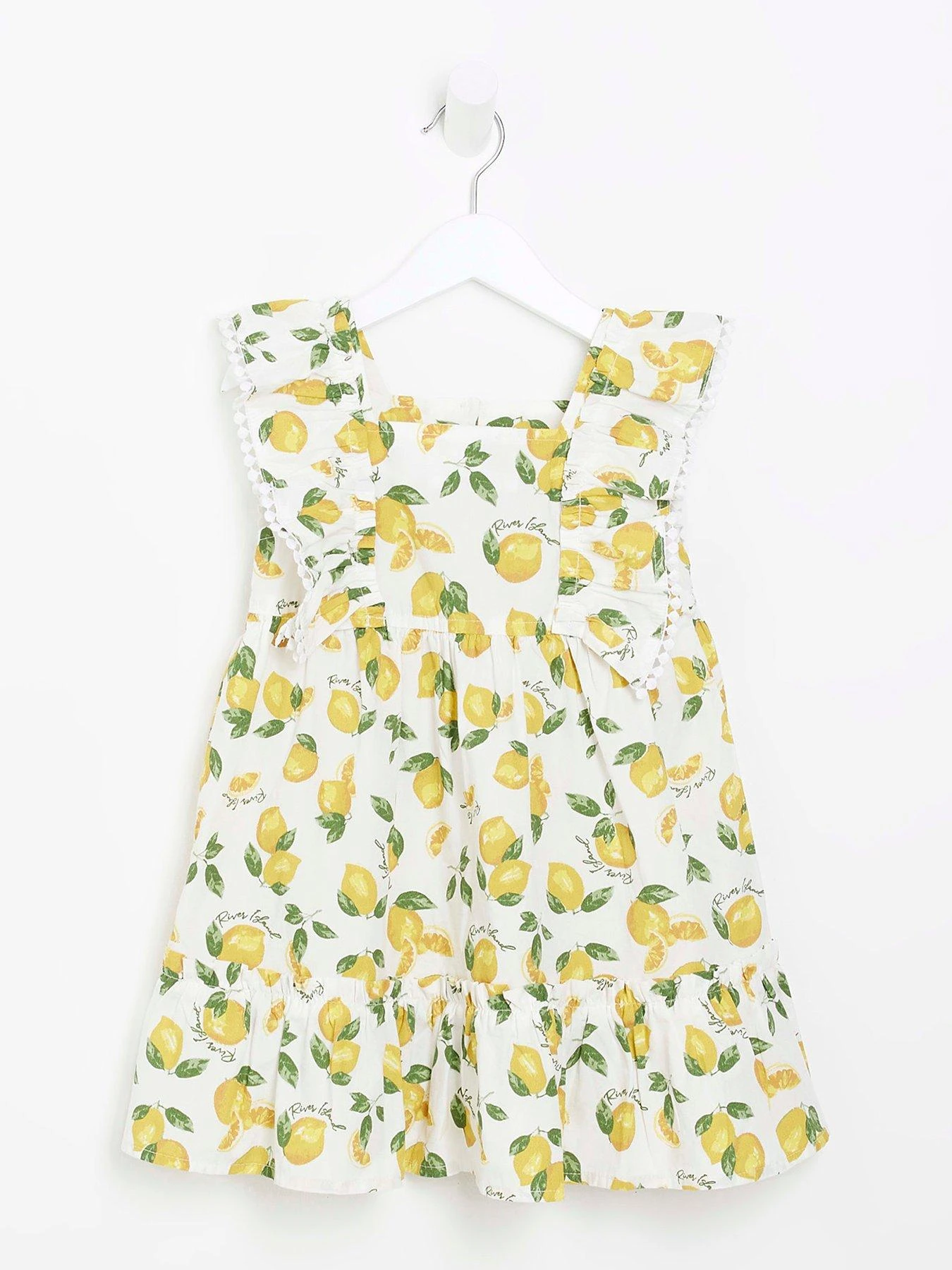 River Island Mini Mini Girls Lemon Print Frill Dress - White 1 River Island Mini Mini Girls Lemon Print Frill Dress - White