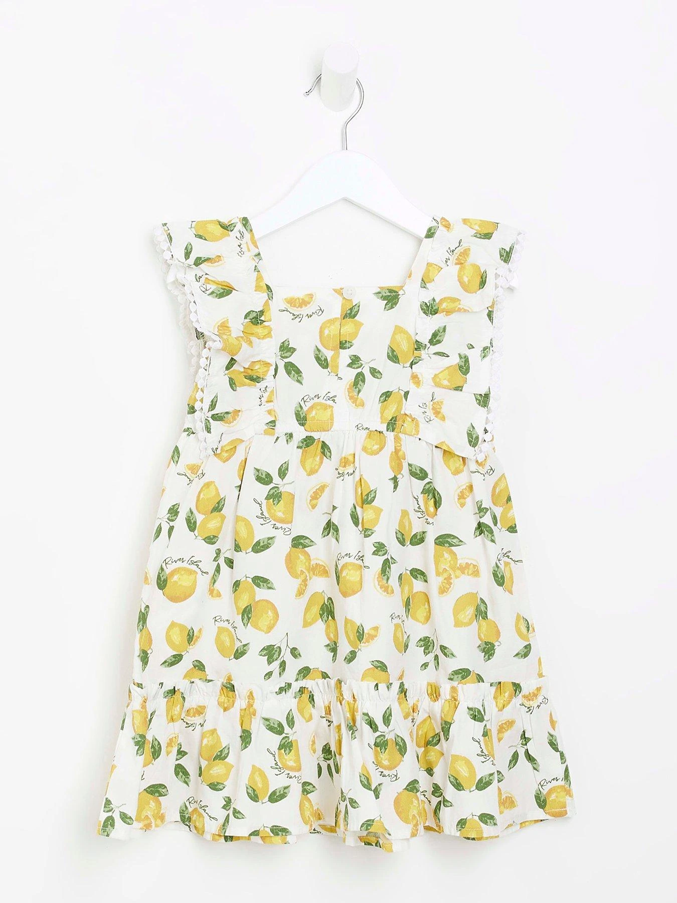 River Island Mini Mini Girls Lemon Print Frill Dress - White 2 River Island Mini Mini Girls Lemon Print Frill Dress - White - Image 2