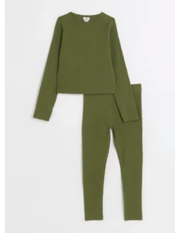 River Island Girls Long Sleeve Top And Leggings Set - Khaki