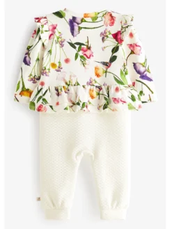 Ted Baker Baker By Ted Baker Baby Girls All Over Print Frill Romper -Mamas & Papas || MONSOON || RIVER ISLAND Sales VN3CF SQ3 0000000013 WHITE SLb