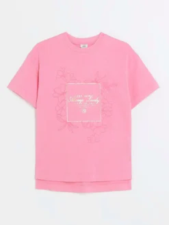 River Island Girls Floral Graphic T-Shirt - Pink