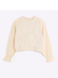 River Island Girls Textured Sleeve Sweatshirt - Brown