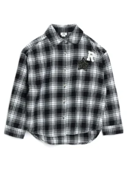 River Island Girls Check Embellished Oversized Shirt - Black