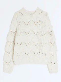 River Island Girls Pearl Embellished Jumper - Cream