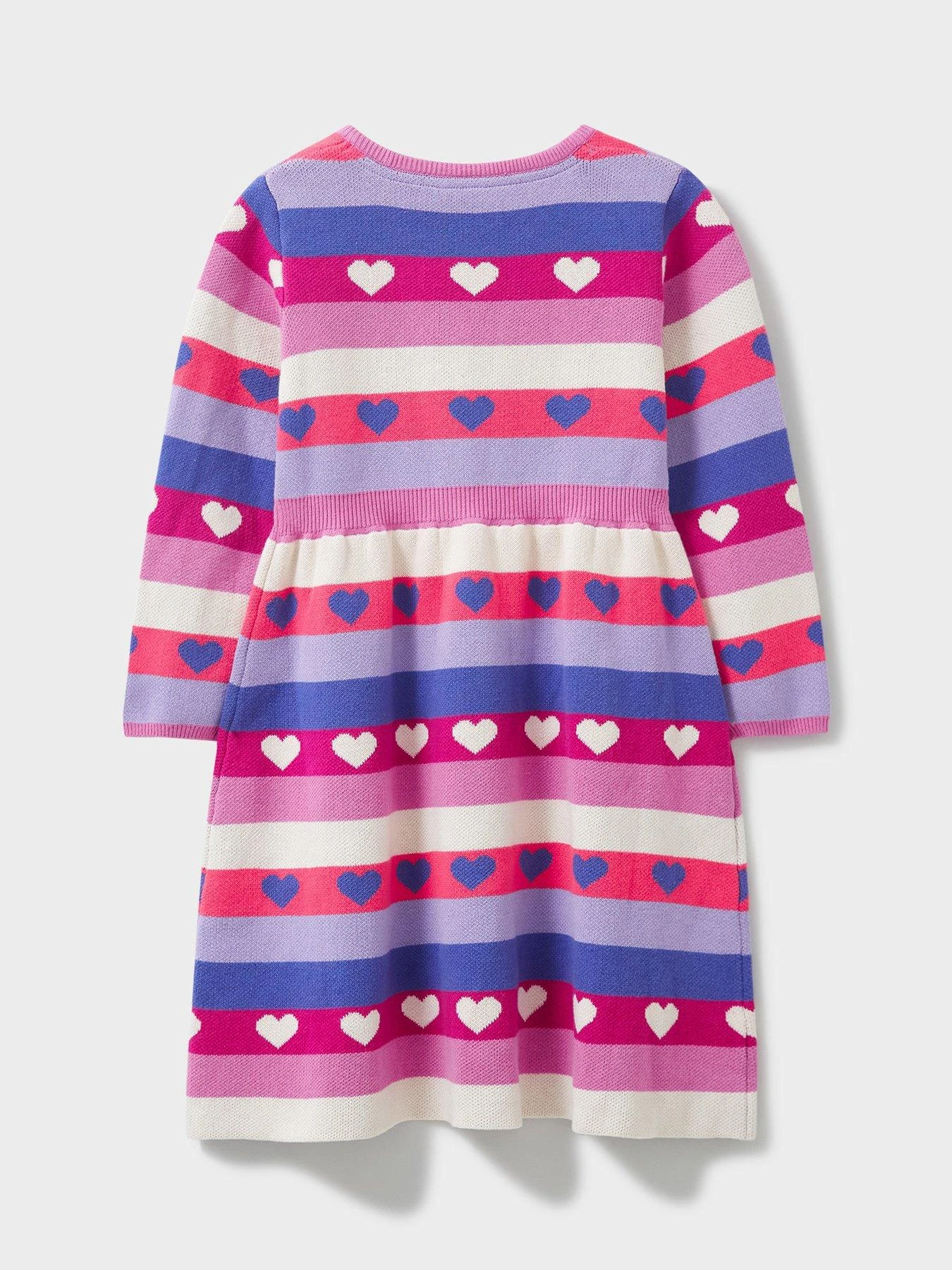 Crew Clothing Girls Heart Intarsia Knitted Dress - Multi 2 Crew Clothing Girls Heart Intarsia Knitted Dress - Multi - Image 2