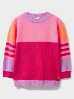 Crew Clothing Girls Colourblock Jumper - Multi