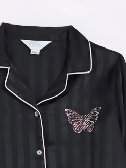 River Island Girls Satin Long Sleeve Pyjama Set - Black -Mamas & Papas || MONSOON || RIVER ISLAND Sales VQSRJ SQ4 0000000004 BLACK SLd